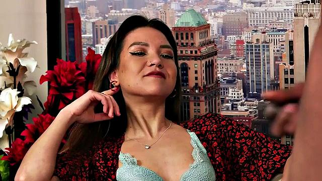 CFNM voyeur lingerie babe teases guy who jerks cock