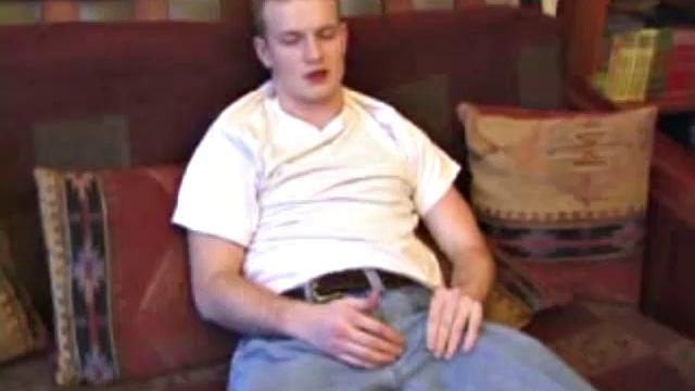 After working up his boner through pants, Lex Python strips down and strokes his cock to a porn video. He lubes up his asshole, fingers it, uses a jelly probe, beats off in several positions, and busts his nut.