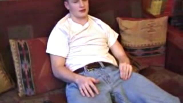 After working up his boner through pants, Lex Python strips down and strokes his cock to a porn video. He lubes up his asshole, fingers it, uses a jelly probe, beats off in several positions, and busts his nut.