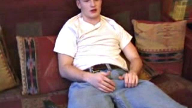 After working up his boner through pants, Lex Python strips down and strokes his cock to a porn video. He lubes up his asshole, fingers it, uses a jelly probe, beats off in several positions, and busts his nut.