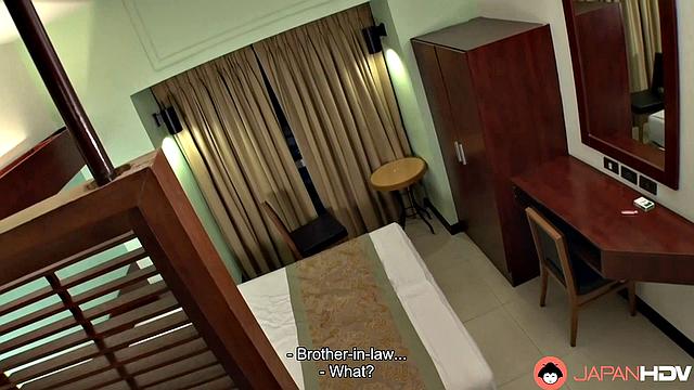 Chihiro Akino's brother-in-law takes a chance and fucks her hardcore