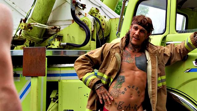 Perv gay stud fucks big cock firefighter