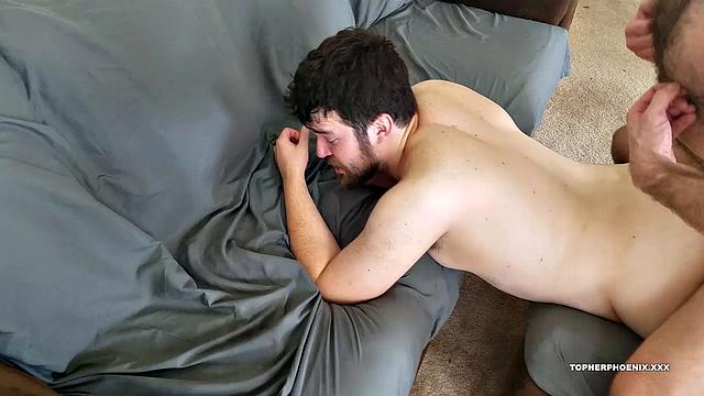 Both Topher and MuscleBull have had their way with newcomer David Coyote and now they want some group sex fun. The camera is rolling as MuscleBull watches Topher slide inside David for another raw romp.