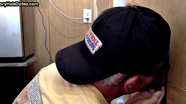 Gloryhole DILF fucked by rimming stud in sling