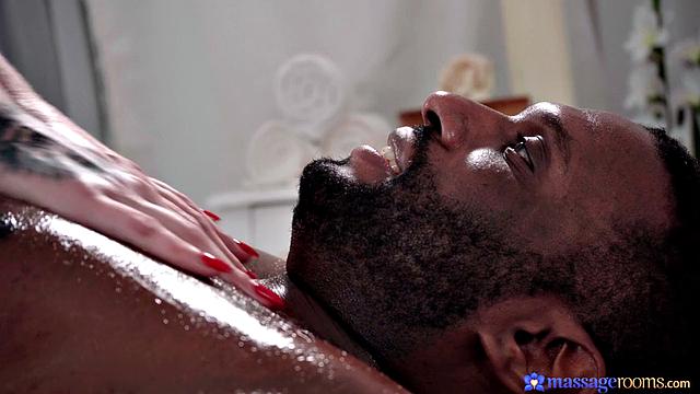 Pretty blonde masseuse with BBC