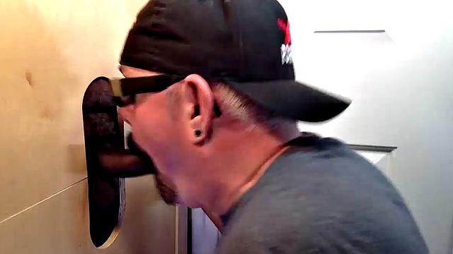 Gloryhole Throat Fucked by Black Cock