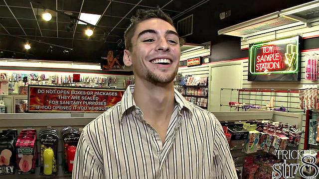 athletic straight stud gets worked over at the glory hole by a horny guy