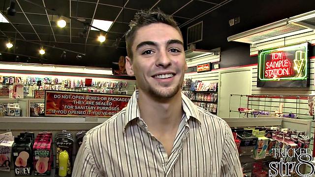 athletic straight stud gets worked over at the glory hole by a horny guy