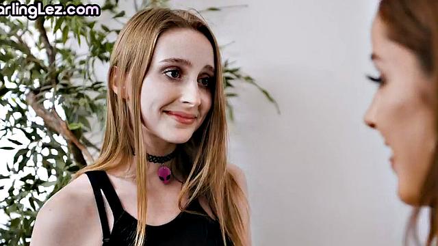 Petite natural lesbian babes passionate on bed