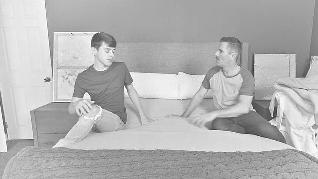 Straight twink's first time barebacked by taboo stepdaddy