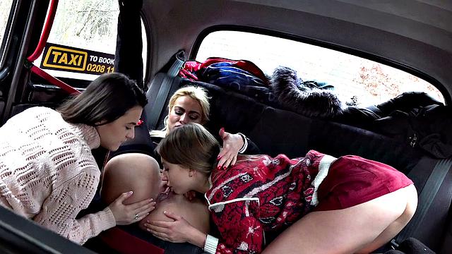 Lesbian Taxi Wild Orgasms