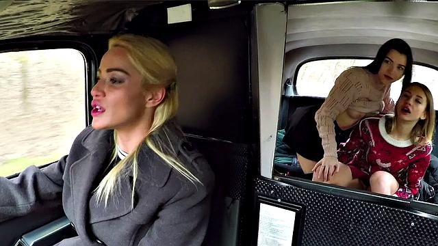 Lesbian Taxi Wild Orgasms