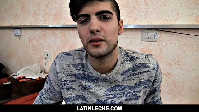 hung latin guy takes cock at home and rides for a hot cumshot