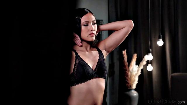 Asian seduction in Lace Lingerie