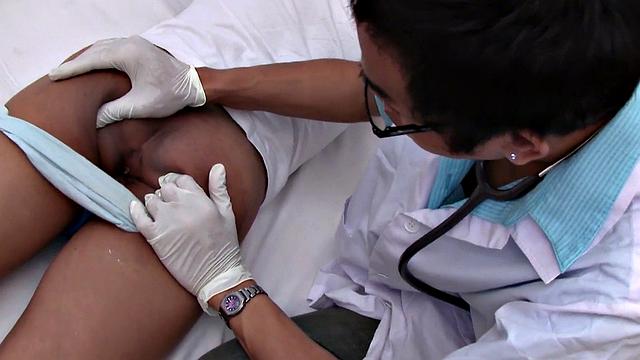 Anally spoiled Asian twink barebacked by doctor
