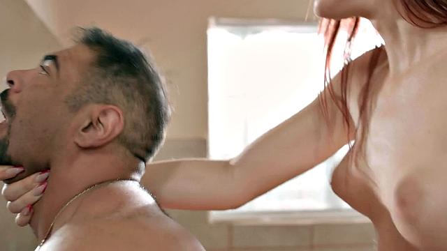 Redhead nympho tranny fucks male in asshole doggystyle