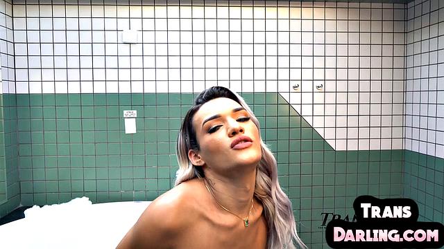 Small tanned TS Brazil babe assfucked in tight butt