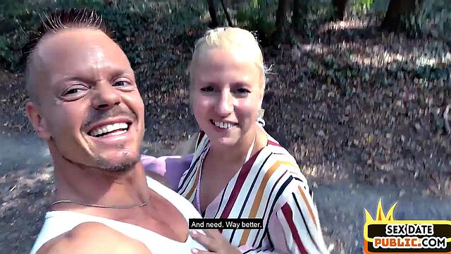 Big-titted blonde doggystyled outdoors