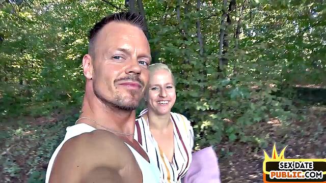 Big-titted blonde doggystyled outdoors