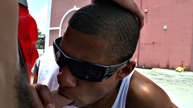 Real Black thug picked up and fucked outdoors by white top