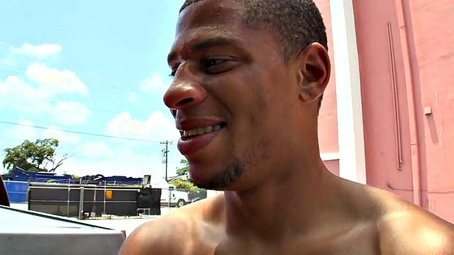 Real Black thug picked up and fucked outdoors by white top