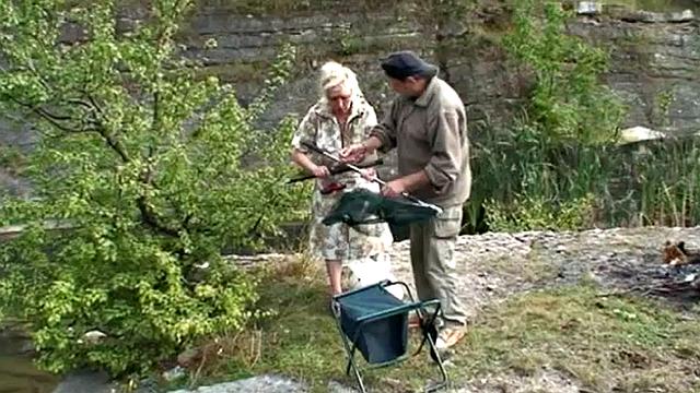 Chubby teen and oldie on grandpa's cock