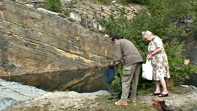 Chubby teen and oldie on grandpa's cock