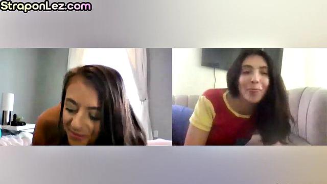 Busty lesbians analtoying on call