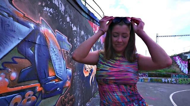 Picked up brunette eurobabe sucks in POV before outdoor sex