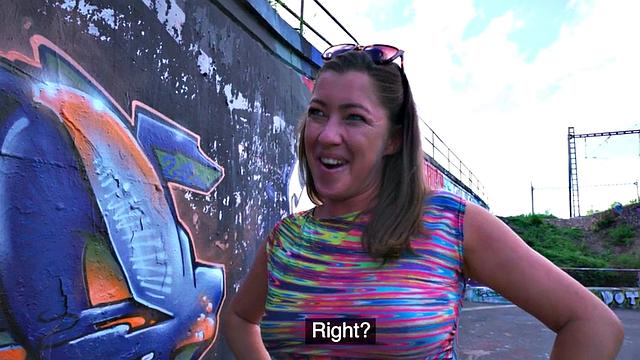 Picked up brunette eurobabe sucks in POV before outdoor sex