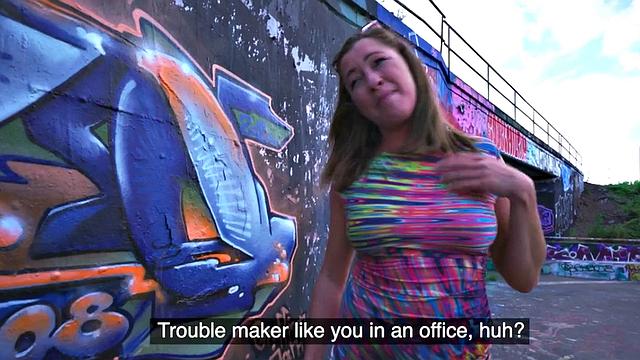 Picked up brunette eurobabe sucks in POV before outdoor sex