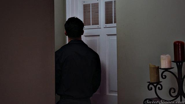 Зрелая брюнетка в платье соблазняет копа и трахается с ним в гостиной, Reagan Foxx и Seth Gamble.