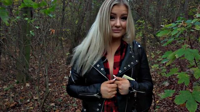 Public dirty slut penetrated in wet pussy hole