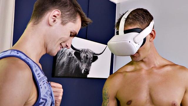 Gaming stud bareback fucks skinny twink after action