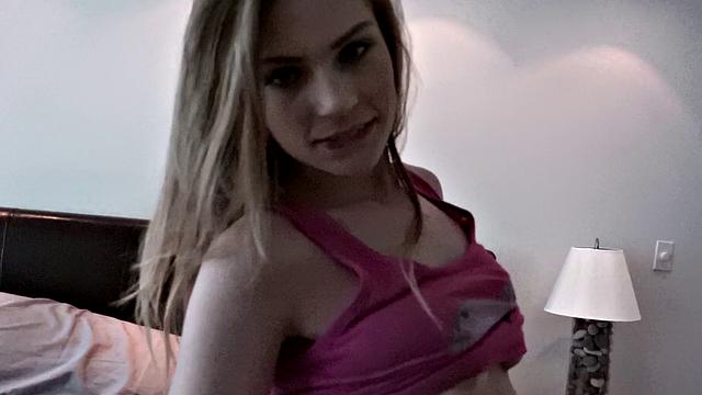 Watch this sexy GF's skinny body bounce while she fucks and sucks in the bedroom