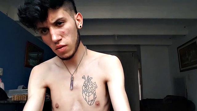 Our featured solo boy of the week is a bearded young man who just wants to be known as Pervert Boy. The skinny and smooth Latino strips to his underwear and gives us a look at his bubble butt, before revealing his big stiff cock.