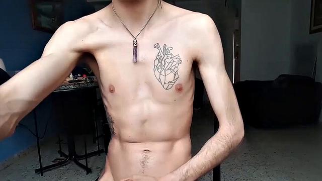 Our featured solo boy of the week is a bearded young man who just wants to be known as Pervert Boy. The skinny and smooth Latino strips to his underwear and gives us a look at his bubble butt, before revealing his big stiff cock.