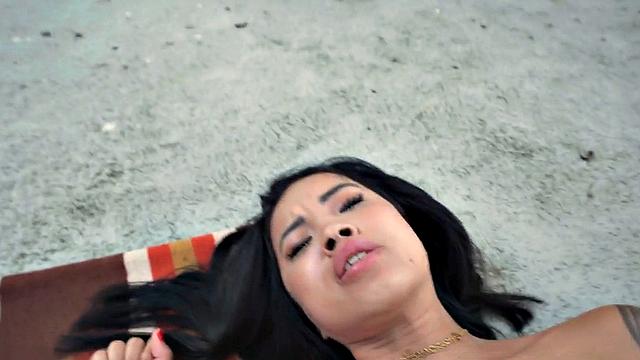 Public cocksucking Asian bae doggystyled by stranger