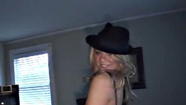 Blonde teen in short plaid skirt