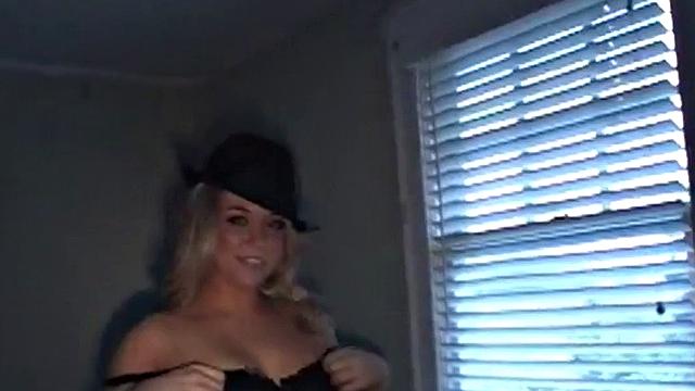 Blonde teen in short plaid skirt