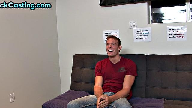 Solo casting stud with sexy body jerks off after interview