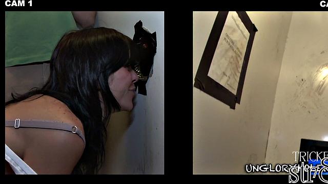 Handsome straight guy at the gloryhole learns why guys do it better