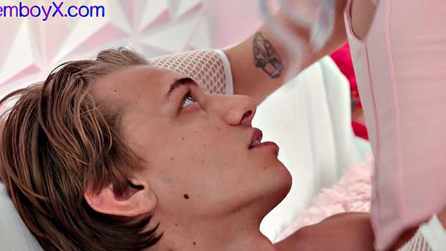 Cute femboy cosplays getting rimmed