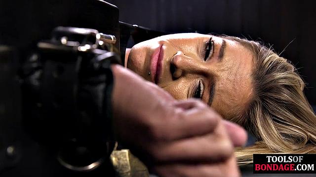 Suspended slut toyed by maledom