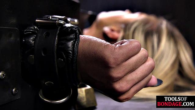 Suspended slut toyed by maledom