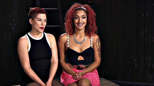 Bondage subjects caned in threeway while bound