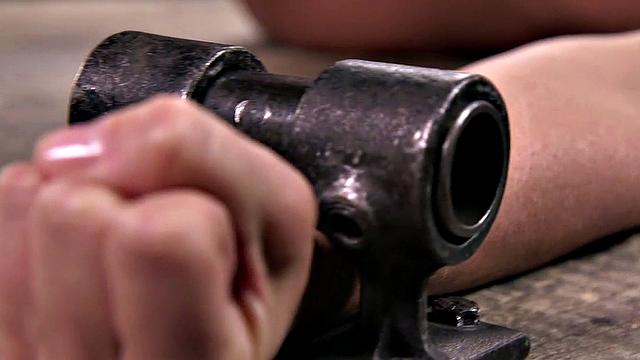 Big-titted babe spanked by master while being tied up