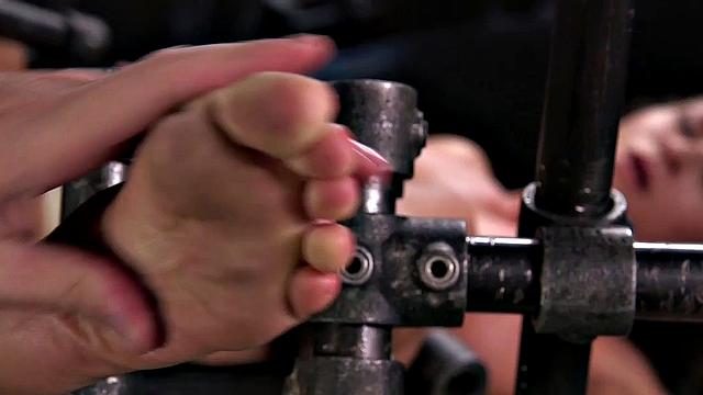 Big-titted babe spanked by master while being tied up