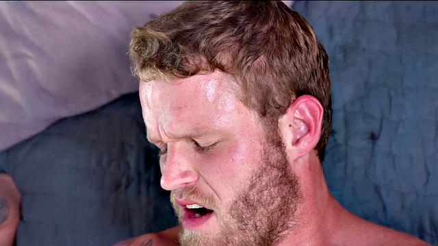 Ripped tattoo stud barebacking bearded bottom