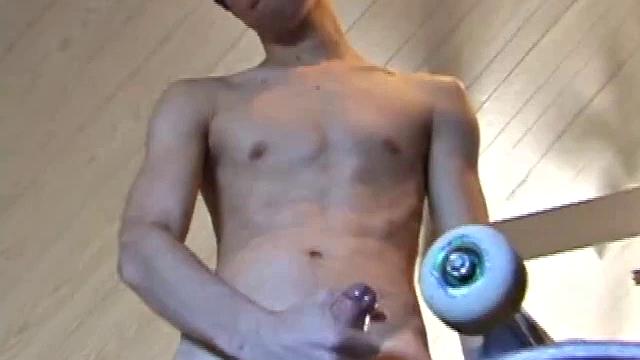Jayden drops his skateboard, pulls off his shorts and lubes up his stiff cock. After giving his meat a good long stroking, Jayden edges himself to the point of no return and pumps out a huge load onto his board.